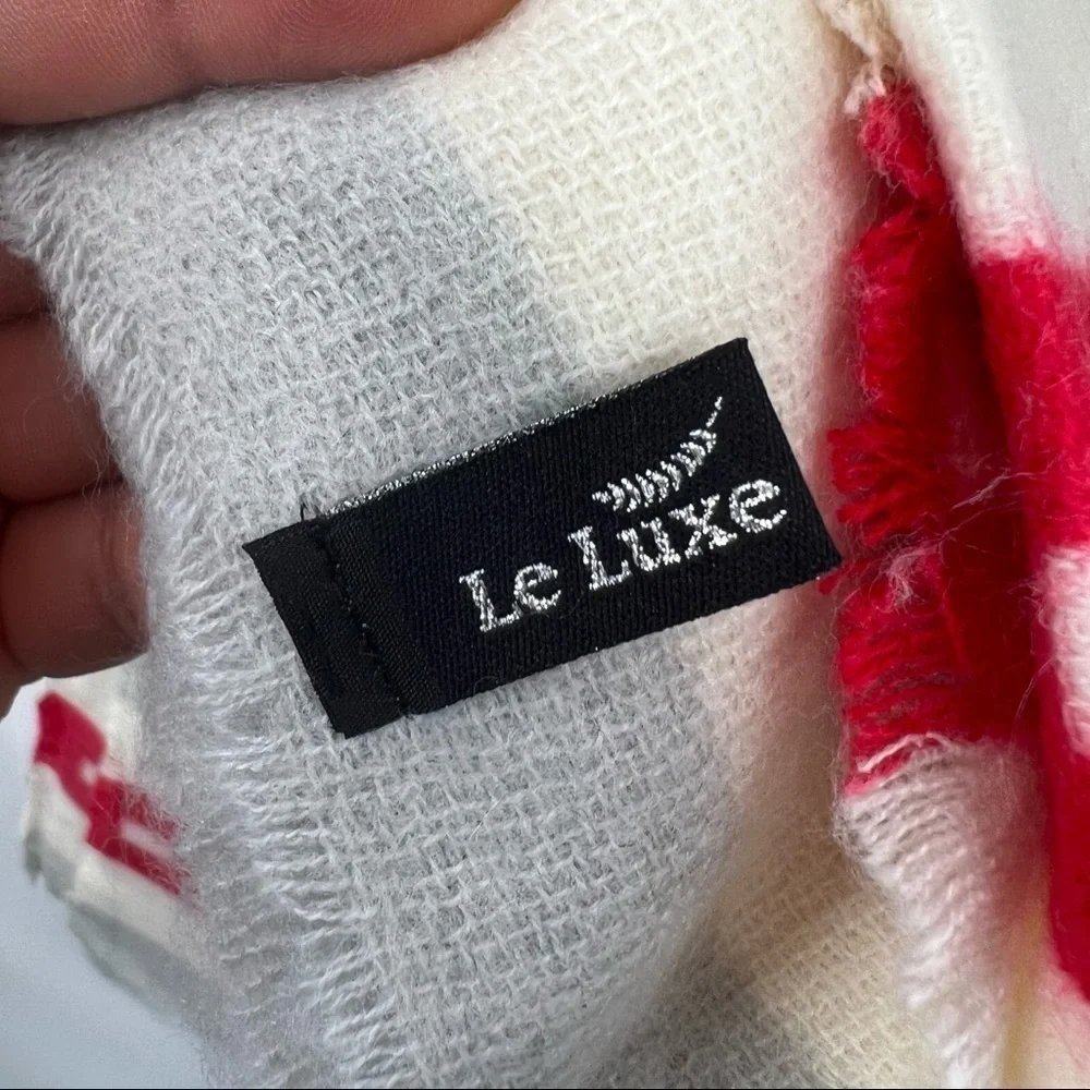 Le Luxe striped scarf acrylic cream black red